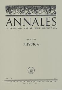 Okładka: Annales UMCS, sec. AAA (Physica), vol. LXXI