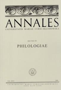Okładka: Annales UMCS, sec. FF (Philologiae), vol. XXVI