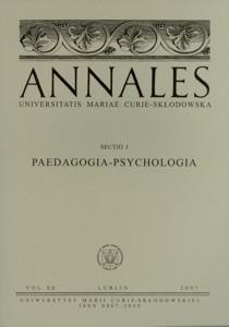 Okładka: Annales UMCS, sec. J (Paedagogia - Psychologia), vol. XX