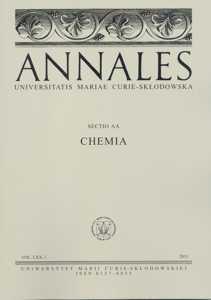 Okładka: Annales UMCS, sec. AA (Chemia), vol. LXX, 1