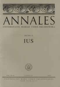 Okładka: Annales UMCS, sec. G (Ius), vol. XLIX