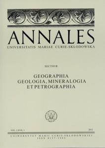 Okładka: Annales UMCS, sec. B (Geographia, Geologia, Mineralogia et Petrographia), vol. LXVII, 1