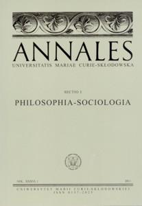 Okładka: Annales UMCS, sec. I (Philosophia - Sociologia), vol. XXXVI, 1
