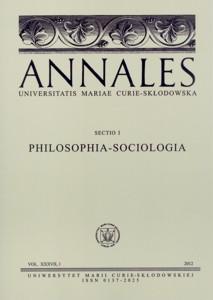 Okładka: Annales UMCS, sec. I (Philosophia - Sociologia), vol. XXXVII, 1