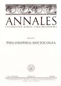 Okładka: Annales UMCS, sec. I (Philosophia - Sociologia), vol. XXXI/XXXII, 2006/2007