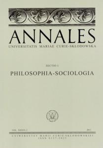 Okładka: Annales UMCS, sec. I (Philosophia - Sociologia), vol. XXXVI, 2