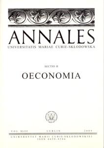 Okładka: Annales UMCS, sec. H (Oeconomia), vol. XLIII
