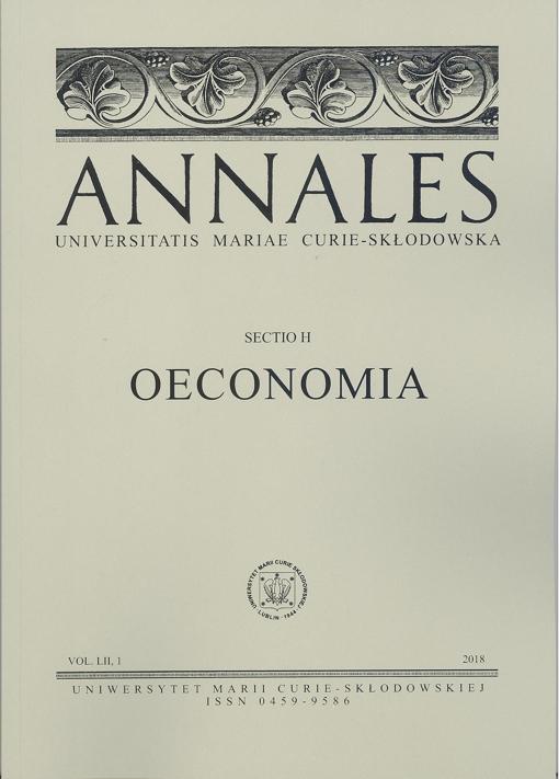 Okładka: Annales UMCS, sec. H (Oeconomia), vol LII, 1