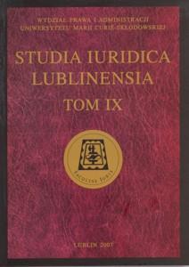 Okładka: Studia Iuridica Lublinensia, t. 9