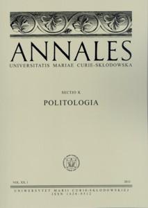 Okładka: Annales UMCS, sec. K (Politologia), vol. XX, 1