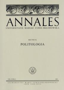 Okładka: Annales UMCS, sec. K (Politologia), vol. XVIII, 2
