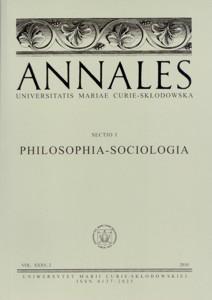 Okładka: Annales UMCS, sec. I (Philosophia - Sociologia), vol. XXXV, 2
