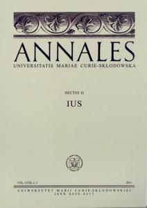 Okładka: Annales UMCS, sec. G (Ius), vol. LVIII, z. 2