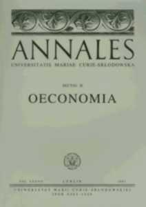 Okładka: Annales UMCS, sec. H (Oeconomia), vol. XXXVII