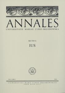 Okładka: Annales UMCS, sec. G (Ius), vol. LXIII, 2