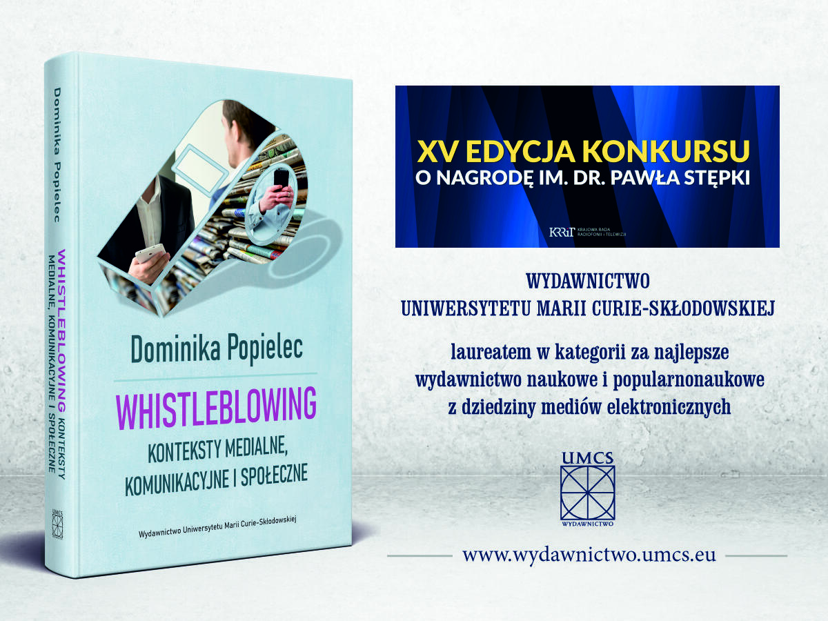 Okładka: Publikacja Wydawnictwa UMCS laureatem 15. edycji Nagrody im. dr. Pawła Stępki