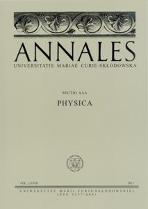 Okładka: Annales UMCS, sec. AAA (Physica), vol. LXVIII