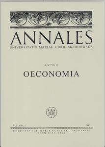 Okładka: Annales UMCS, sec. H (Oeconomia), vol. XLIX, 2