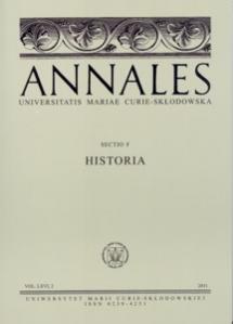 Okładka: Annales UMCS, sec. F (Historia), vol. LXVI, 2