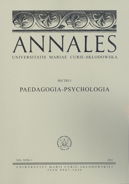 Okładka: Annales UMCS, sec. J (Pedagogia-Psychologia), vol XXXI, 1