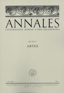 Okładka: Annales UMCS, sec. L (Artes), vol. XIII, 2