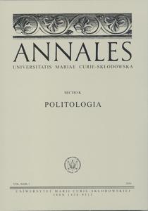 Okładka: Annales UMCS, sec. K (Politologia), vol. XXIII, 1