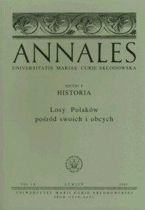 Okładka: Annales UMCS, sec. F (Historia), vol. LXI