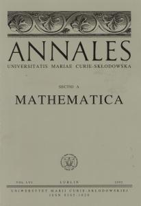 Okładka: Annales UMCS, sec. A (Mathematica), vol. LXI
