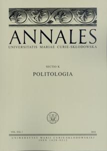 Okładka: Annales UMCS sec. K (Politologia), vol. XXI,1
