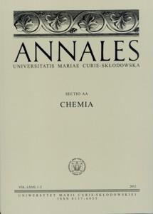 Okładka: Annales UMCS, sec. AA  (Chemia) vol. LXVII, 1-2 