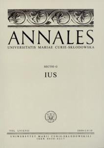 Okładka: Annales UMCS, sec. G (Ius), vol. LVI/LVII, 2009/2010