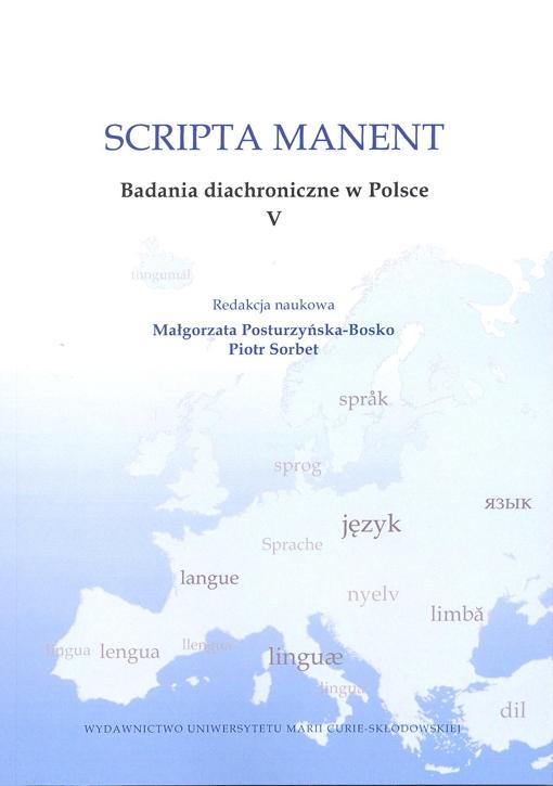 Okładka: Scripta manent. Badania diachroniczne w Polsce V