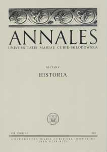 Okładka: Annales UMCS, sec. F (Historia), vol. LXVIII, 1-2
